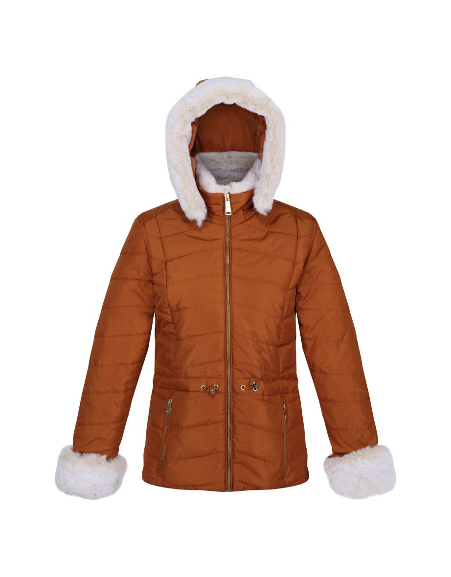 Regatta Womens Ladies Willabella Faux Fur Trim Jacket Copper Almond