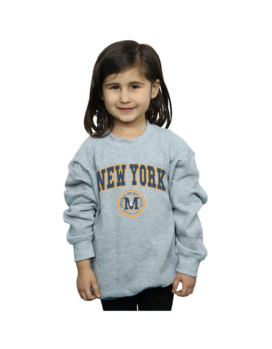 Disney Girls Mickey Mouse New York Seal Sweatshirt - Sports Grey