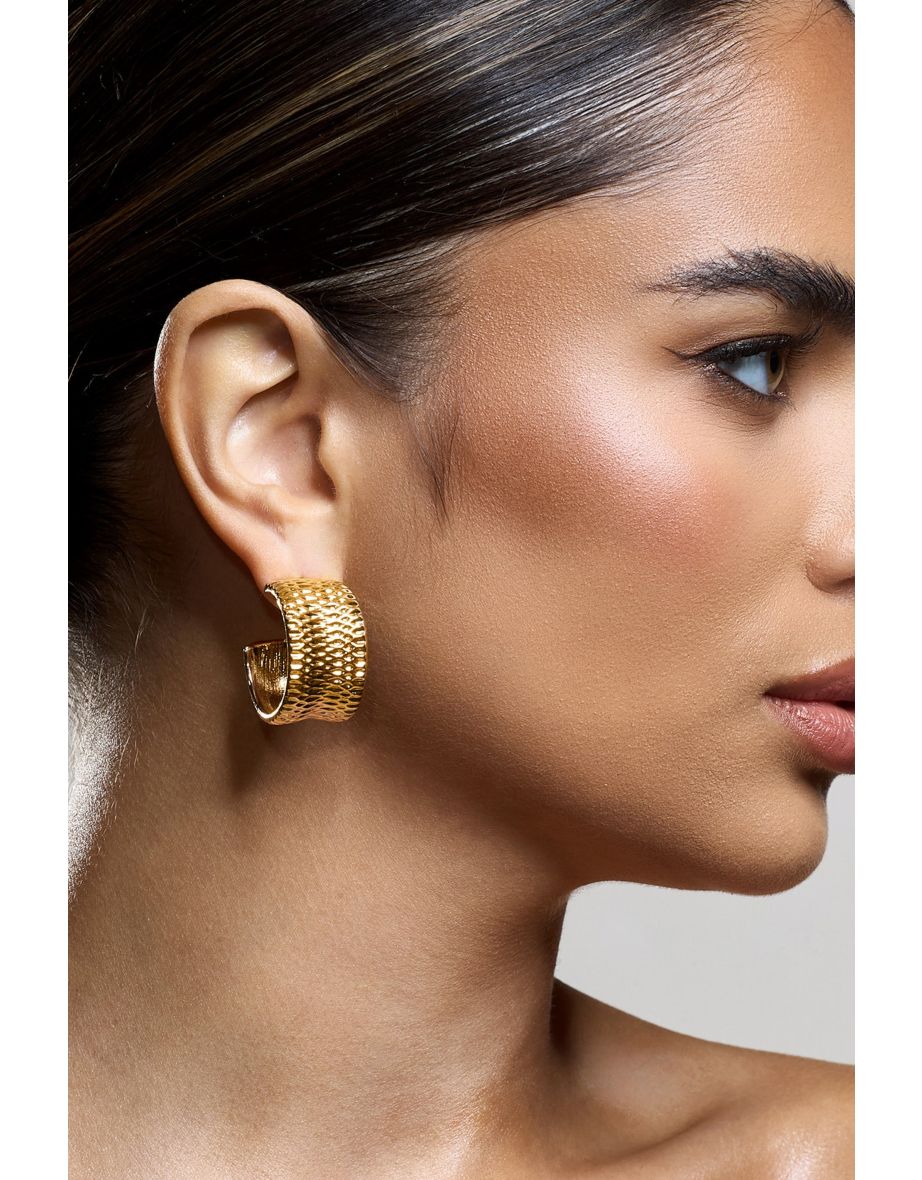 Corda | Gold Textured Chunky Hoop Earrings