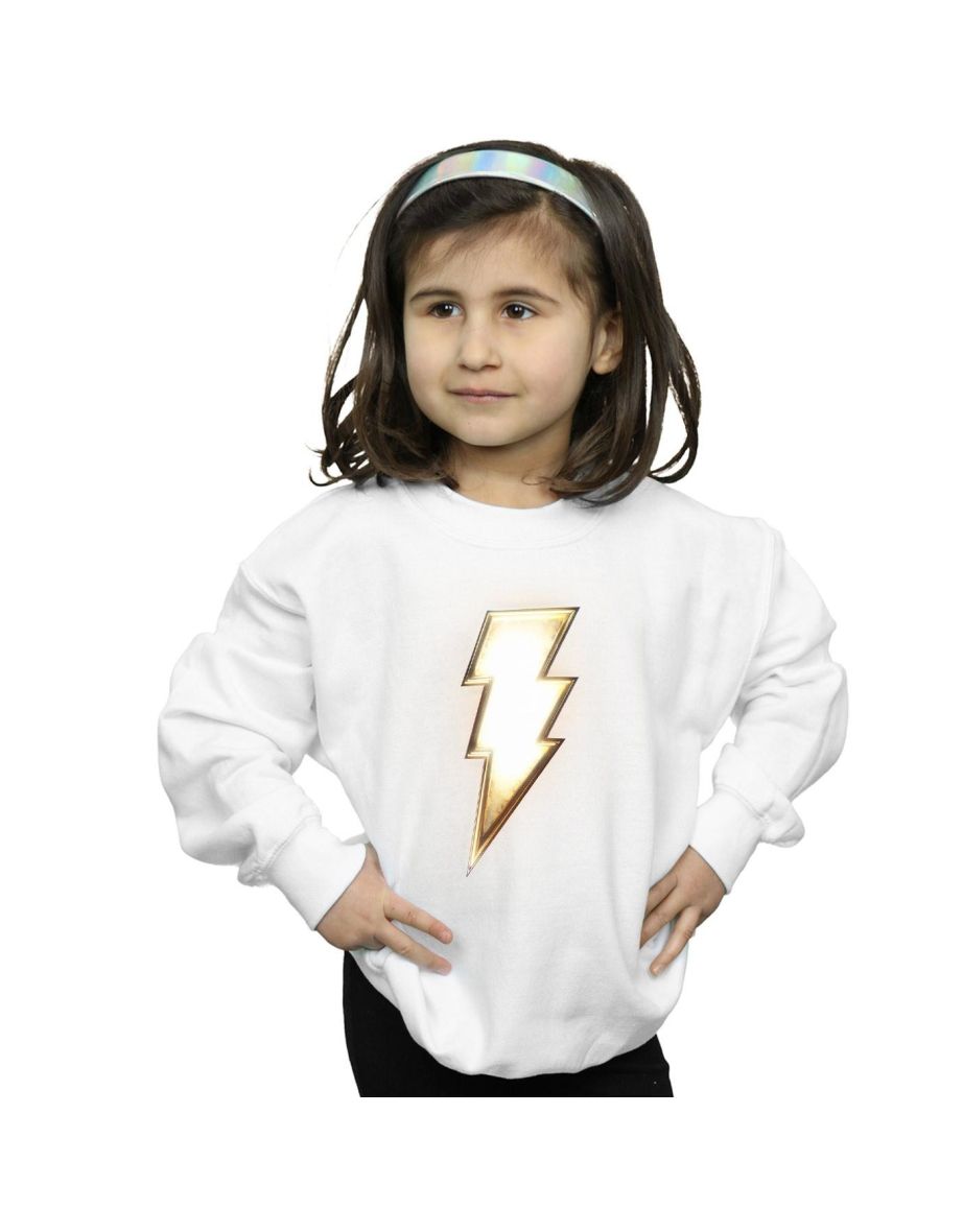 DC Comics Girls Shazam Bolt Logo Sweatshirt - White