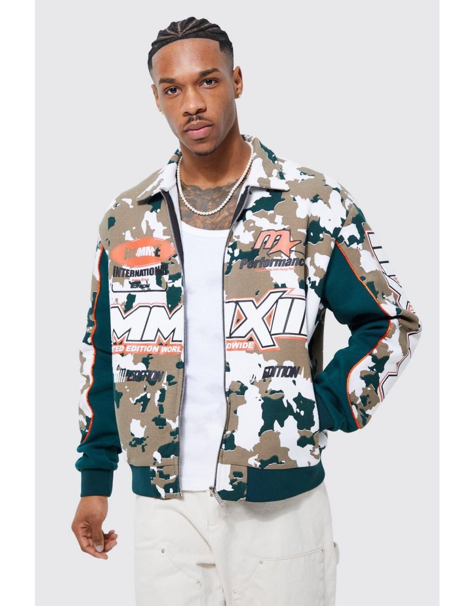 Boohooman jacket in outlet khaki camo