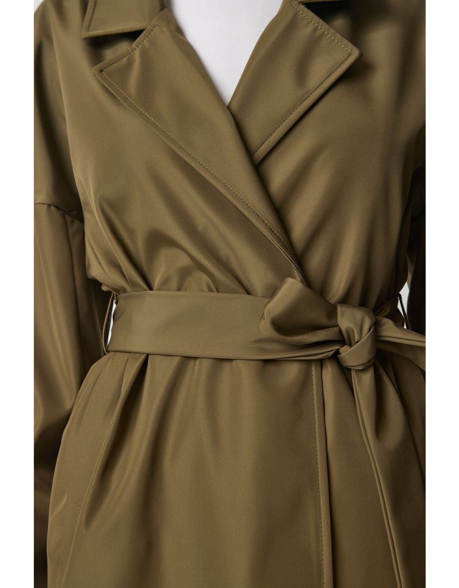 Women's Khaki Belted Seasonal Trench Coat - 10