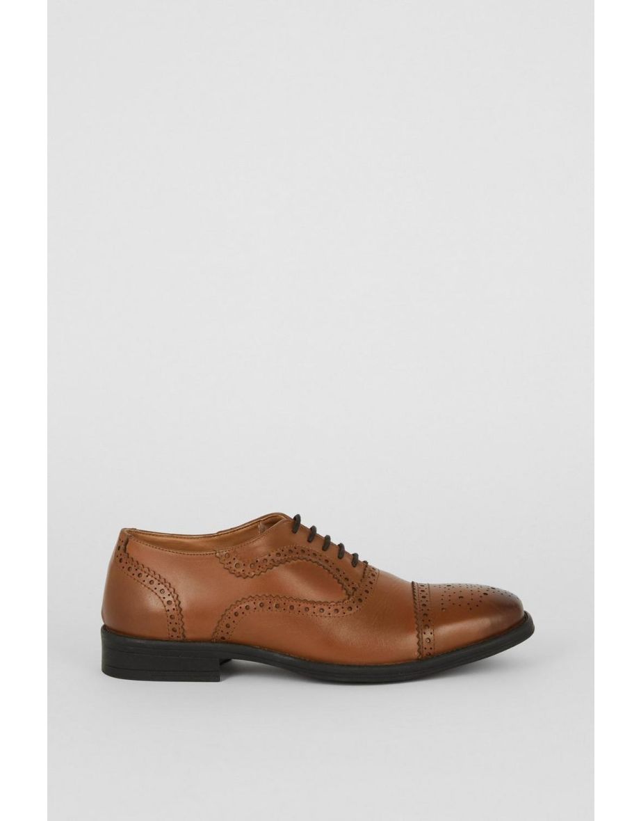 Thomas Blunt Leather Toecap Oxford Brogue - tan