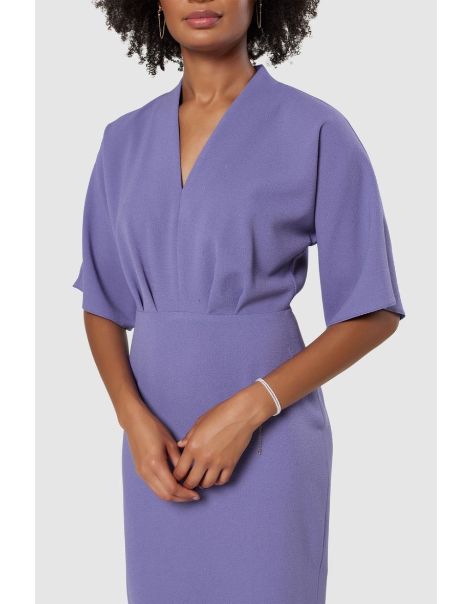 Closet London Lilac Purple Pencil  Kimono sleeves Midi Dress - 3