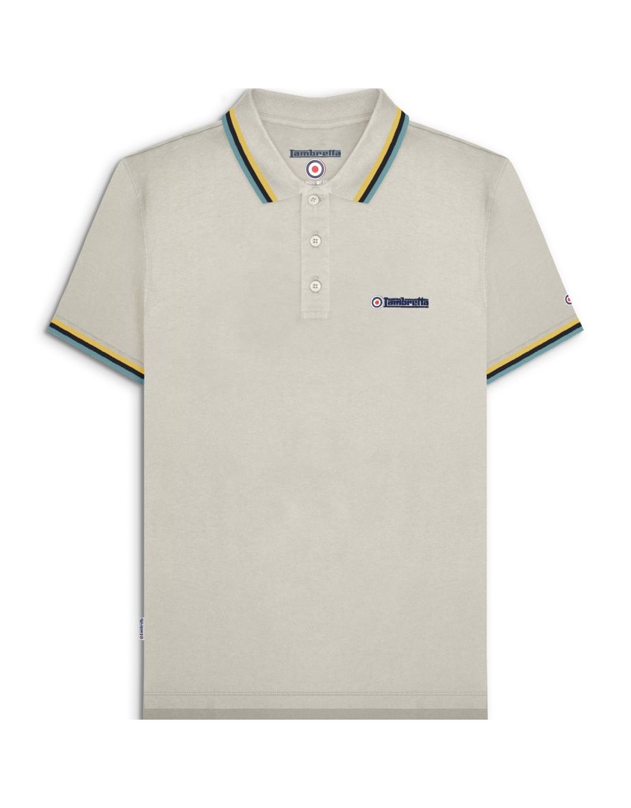 Lambretta Mens Triple Tipped Short Sleeve 3 Button Placket Polo Shirt Top