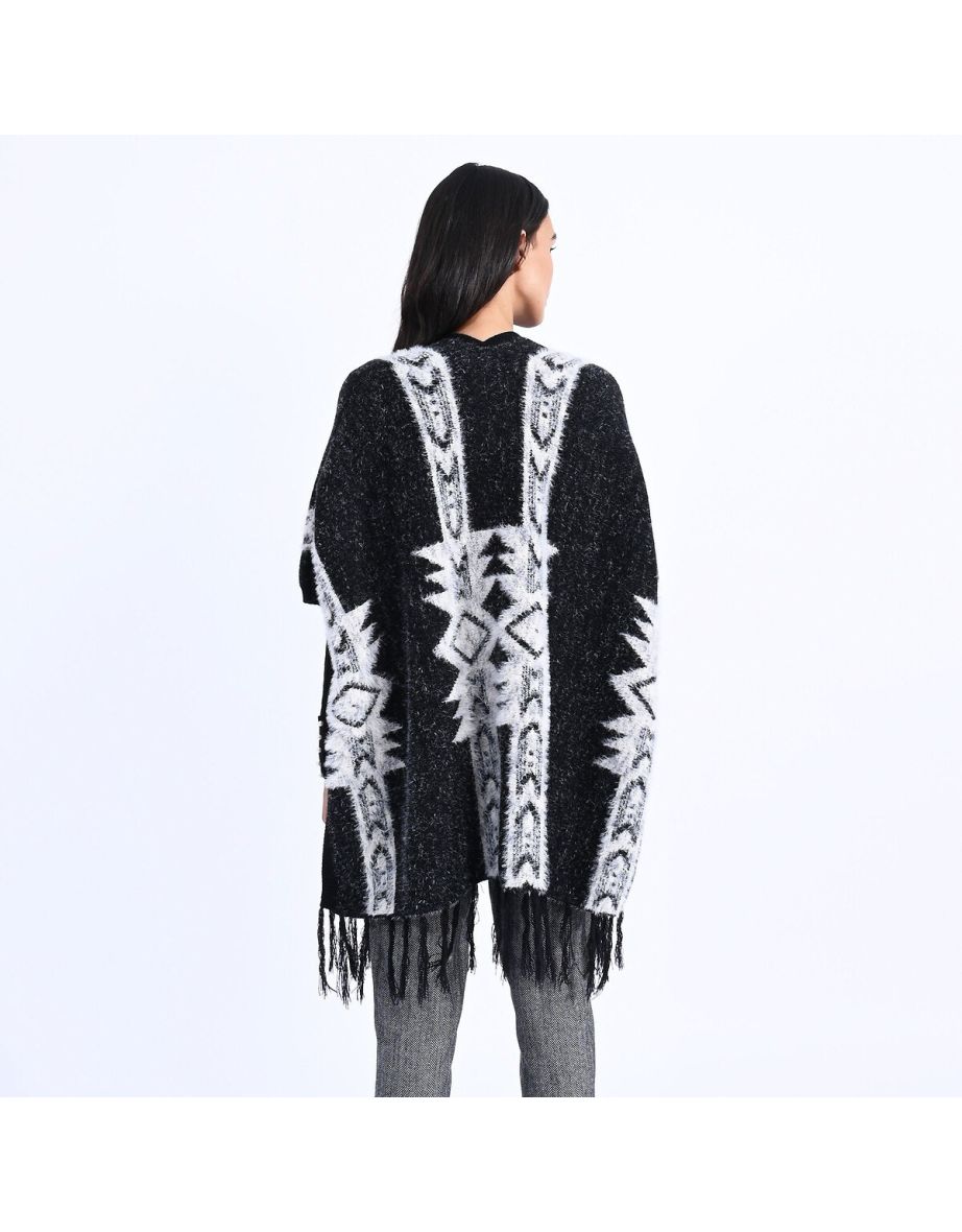 Tribal Print Open Cardigan - 3