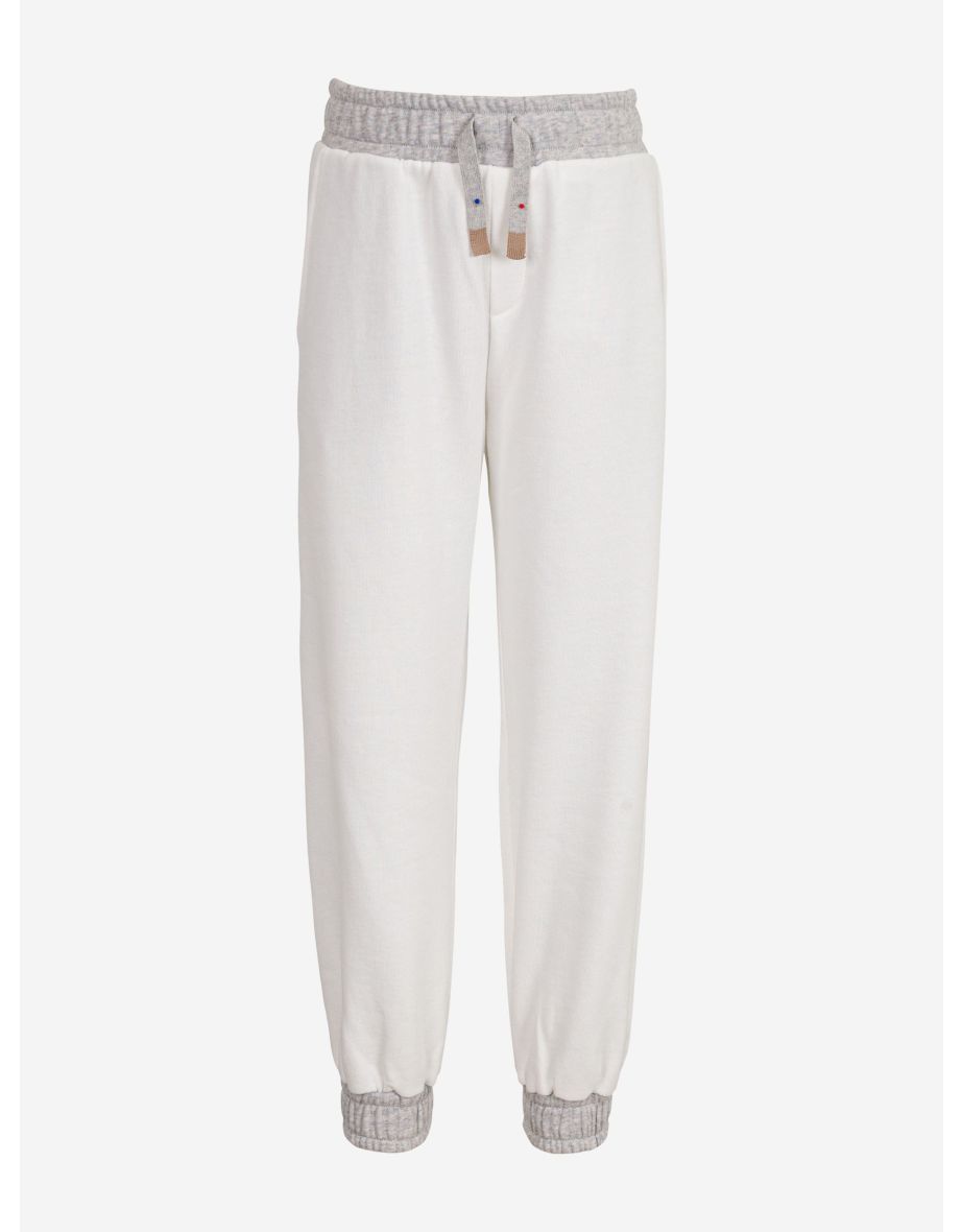 Boys Cotton Joggers in Ivory