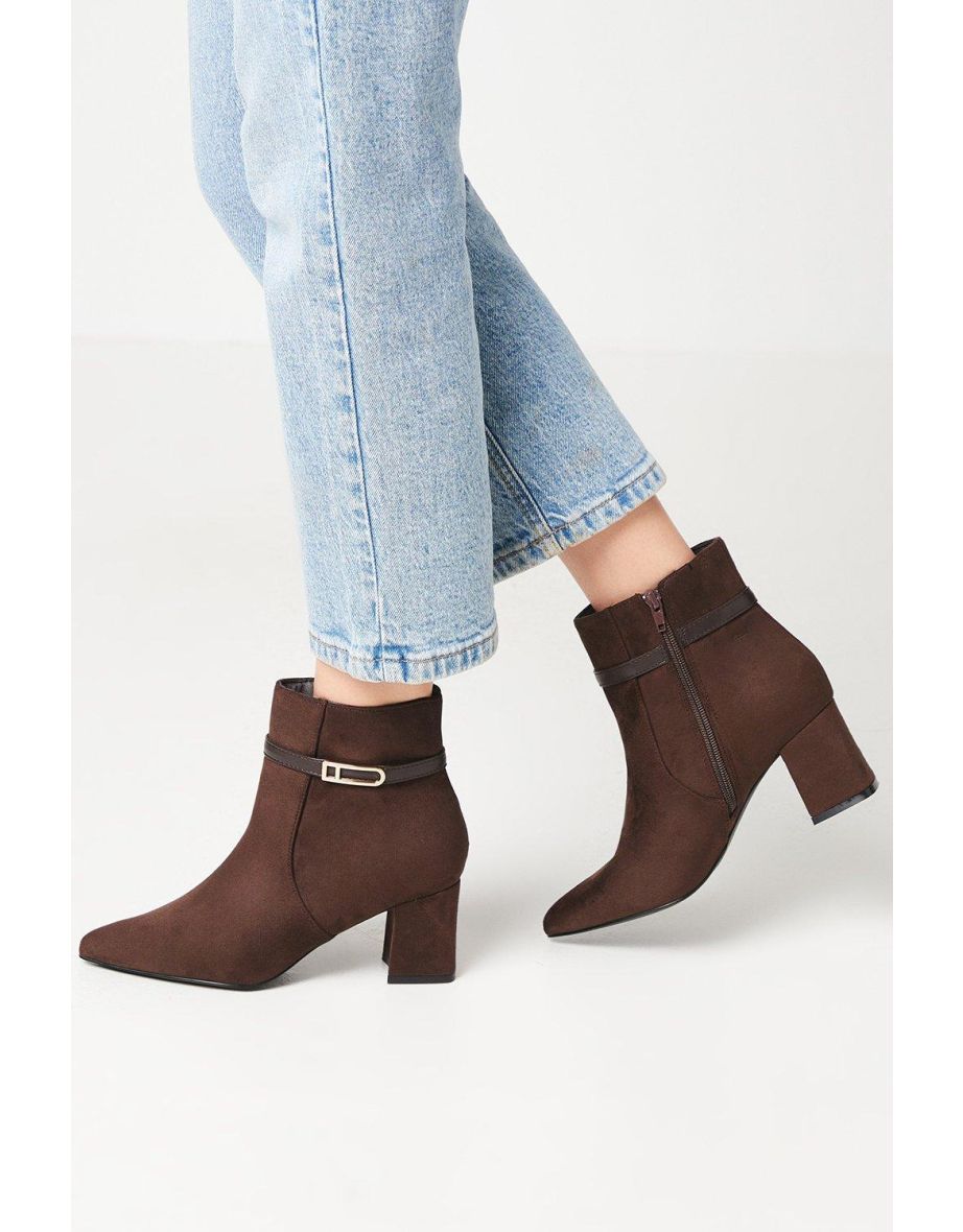 Wide Fit Ava Pointed Block Heel Boots