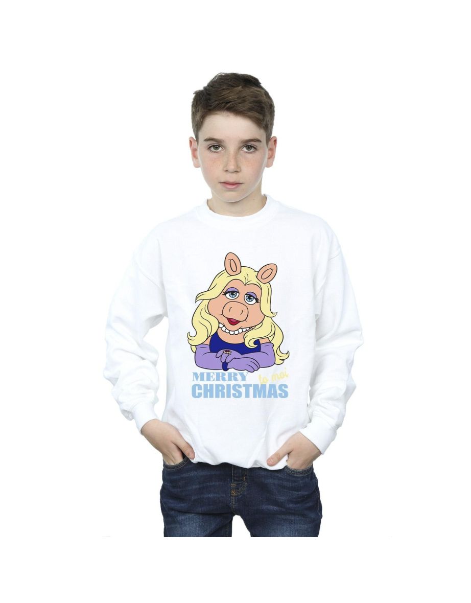 Disney Boys Muppets Miss Piggy Queen of Holidays Sweatshirt - White