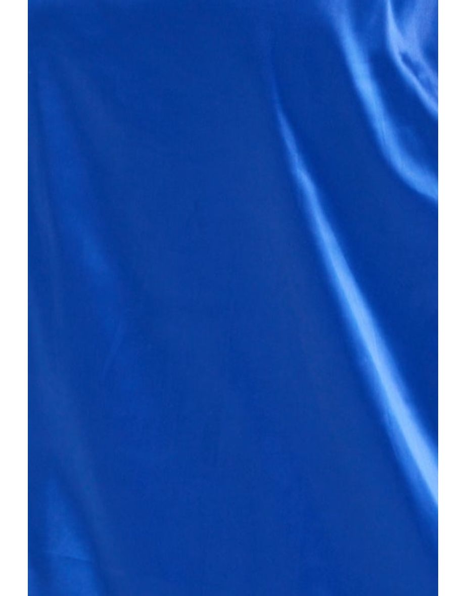 Women's Midi Dress with Long Sleeves in Royal Blue Satin . - 6