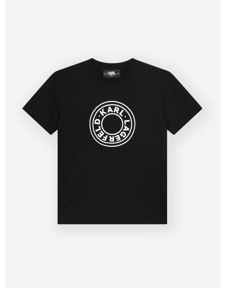 Karl Lagerfeld Boys Logo Print T-Shirt in Black