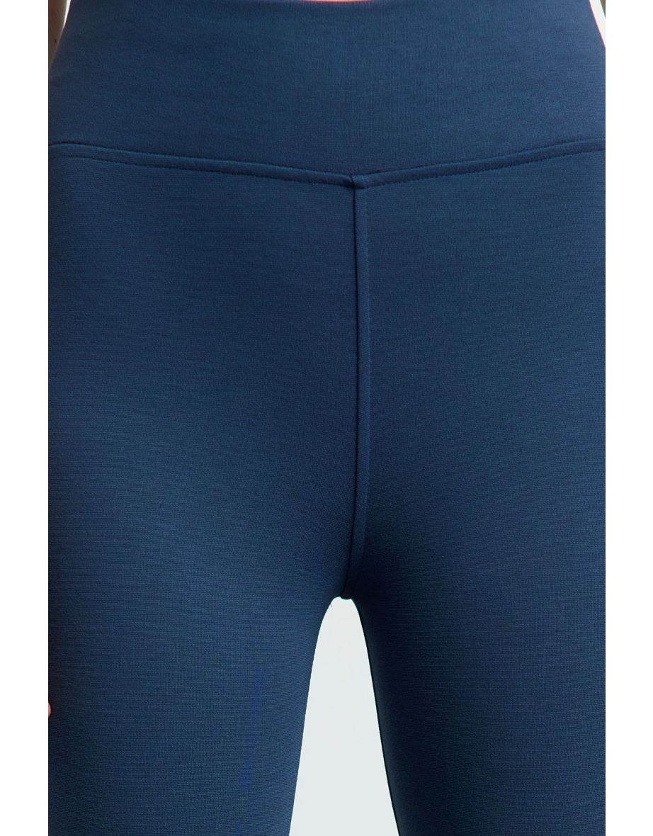 Indigo Elastic Waist High Waist Knitted Tights - 4