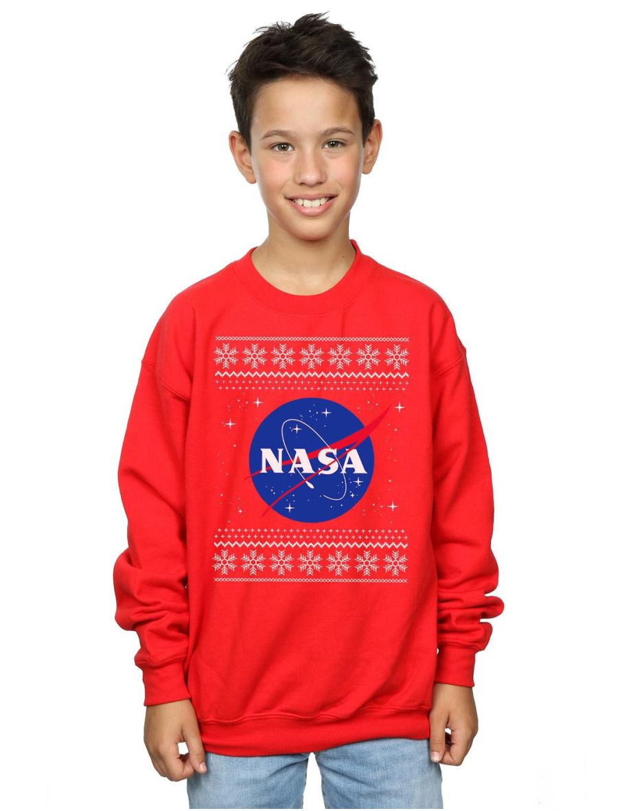NASA Boys Classic Fair Isle Sweatshirt - Red