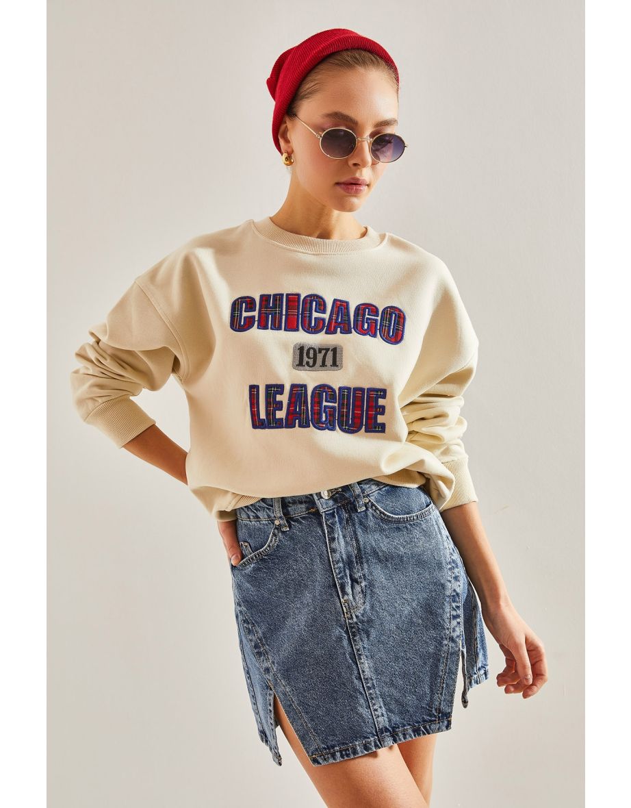 Women's Chicago Printed Three Thread Raised Sweatshirt - 5