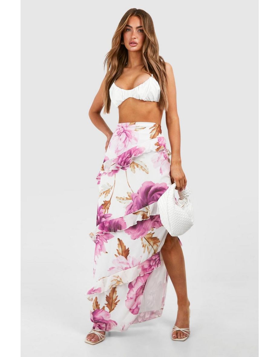 Floral Frill Maxi Skirt