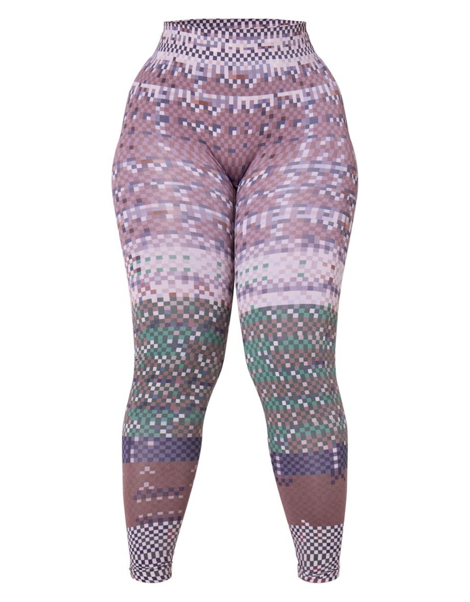 Shape Khaki Pixel Camo Print High Waist Leggings - 4