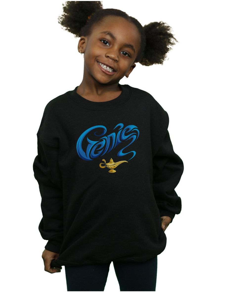Disney Girls Aladdin Movie Genie Lamp Sweatshirt - Black