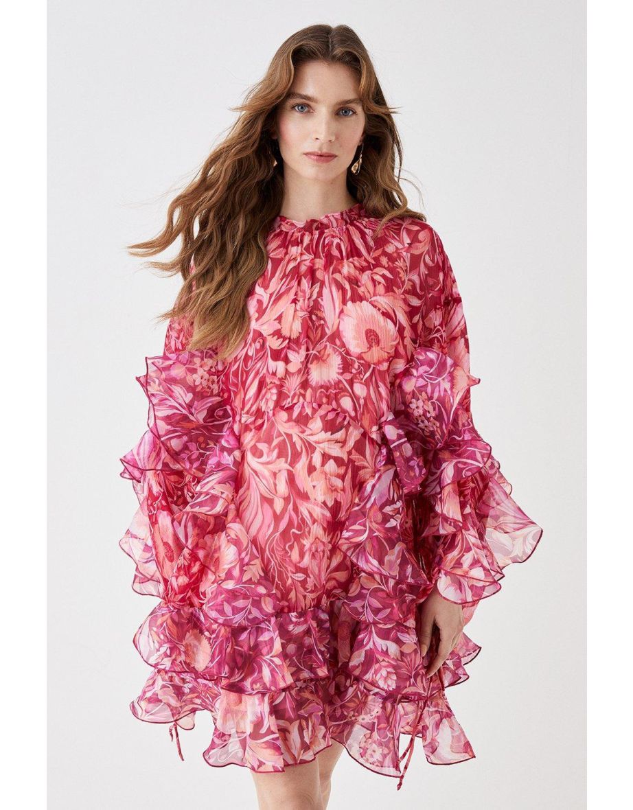 Alexandra Farmer Organza Ruffle Mini Dress