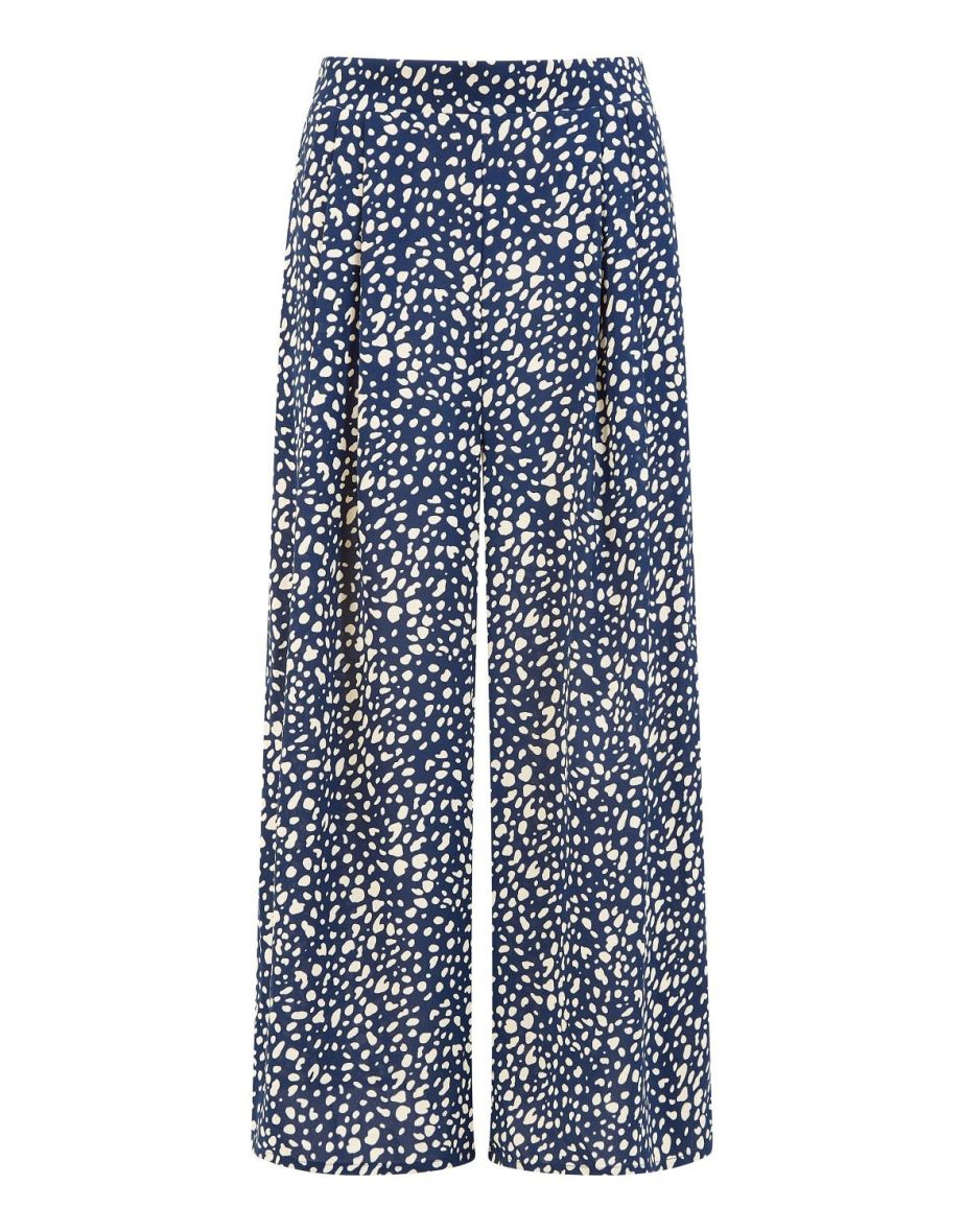 Yumi Navy Dash Print Culotte Trousers - 5