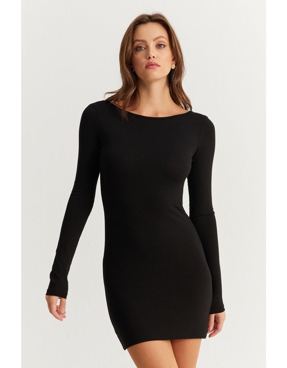 Women's Black Backless Mini Dress