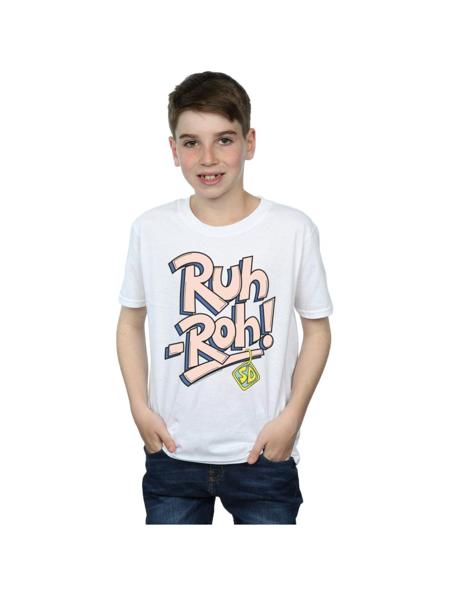 Scooby Doo Boys Ruh-Roh Dog Tag T-Shirt - White