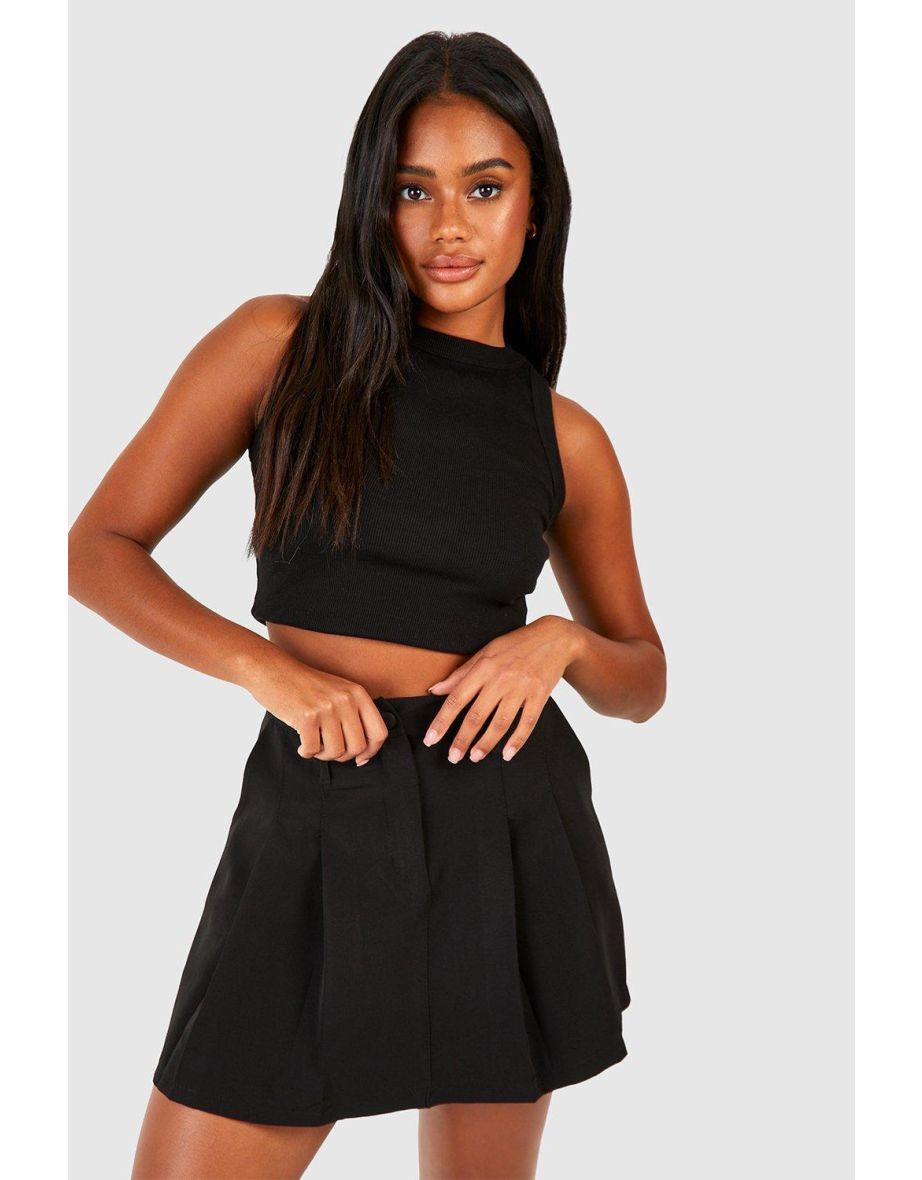 Shop Pleat Detail Micro Mini Skirt black Online in Oman VogaCloset