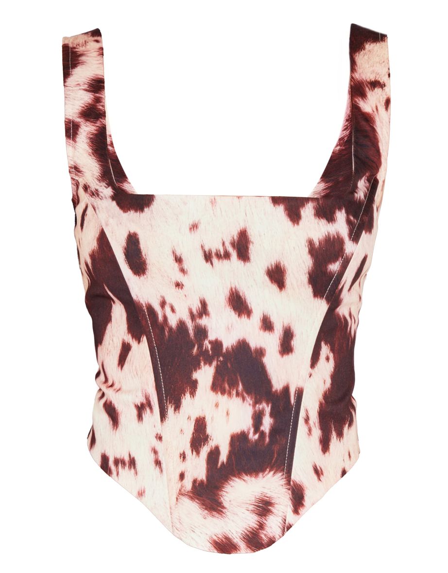 Brown Cow Print Corset - 4