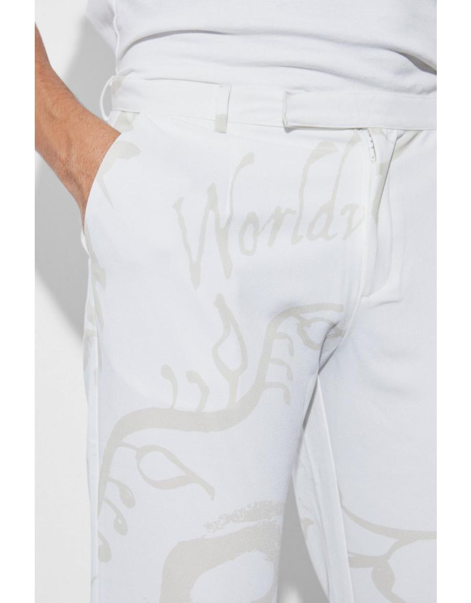 Slim Crop Paisley Suit Trousers - purple - 2