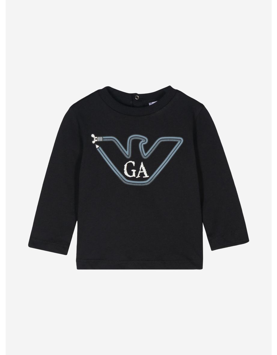 Emporio Armani Baby Boys Long Sleeve T-Shirt in Navy