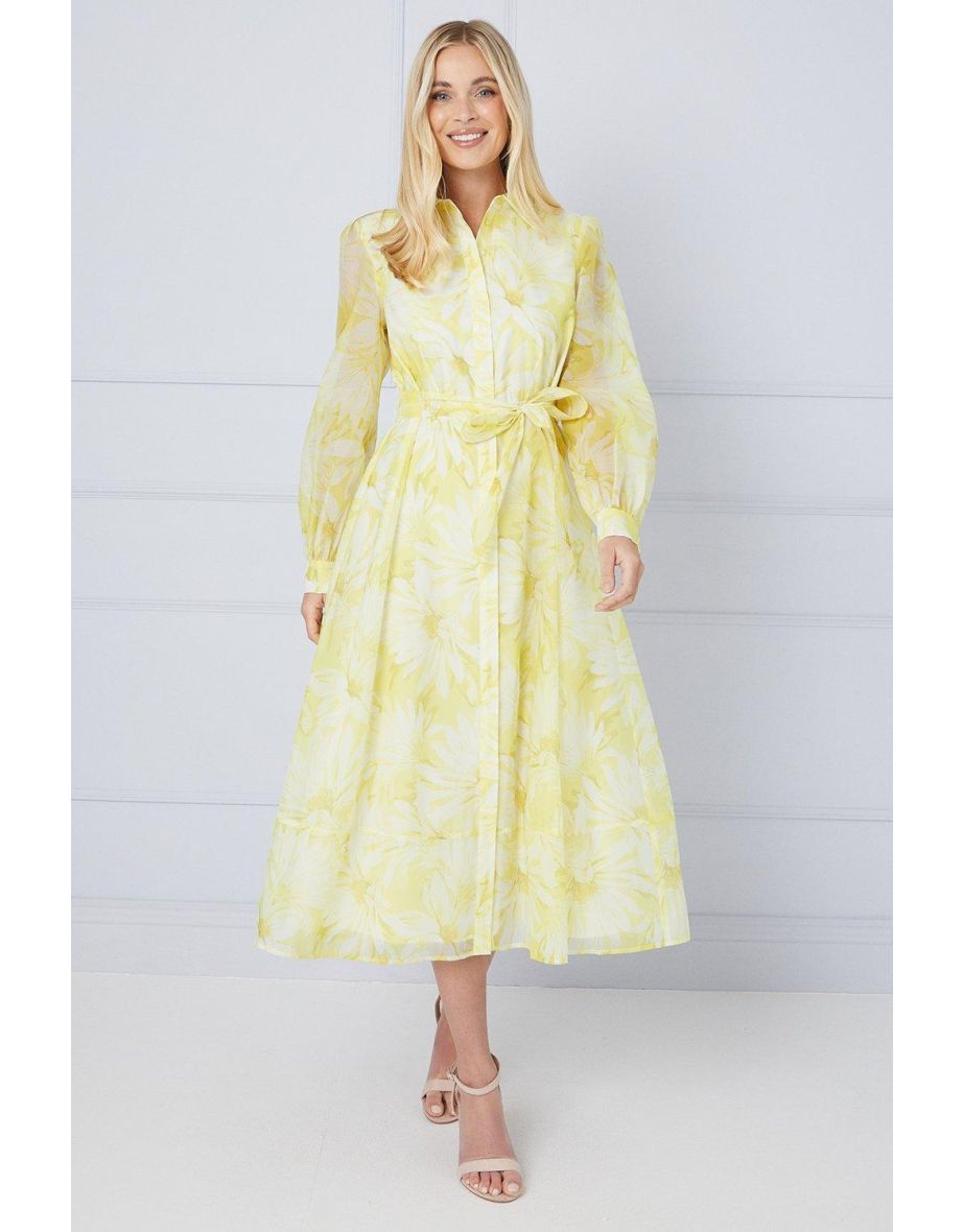 Floral Organza Shirt Midi Dress