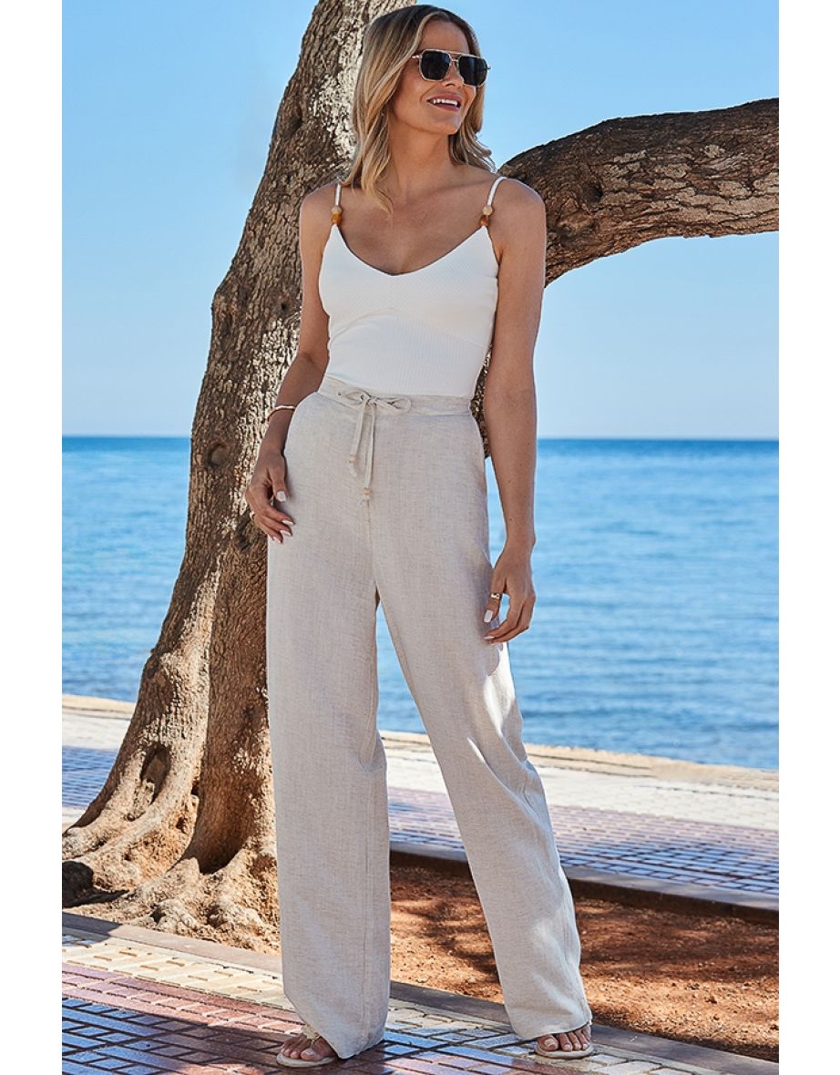 Ivory Beaded Strap Jersey Cami Top