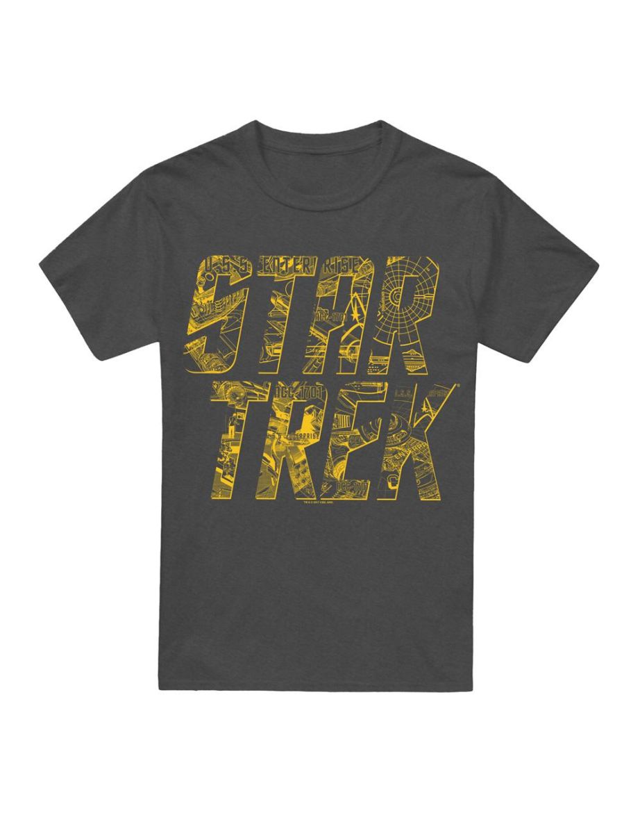 Star Trek Unisex Adult Schematic Logo T-Shirt - Charcoal