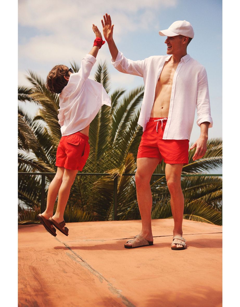 Men's Red Quick Dry Standard Size Plain Special Box Swimsuit Marine Shorts