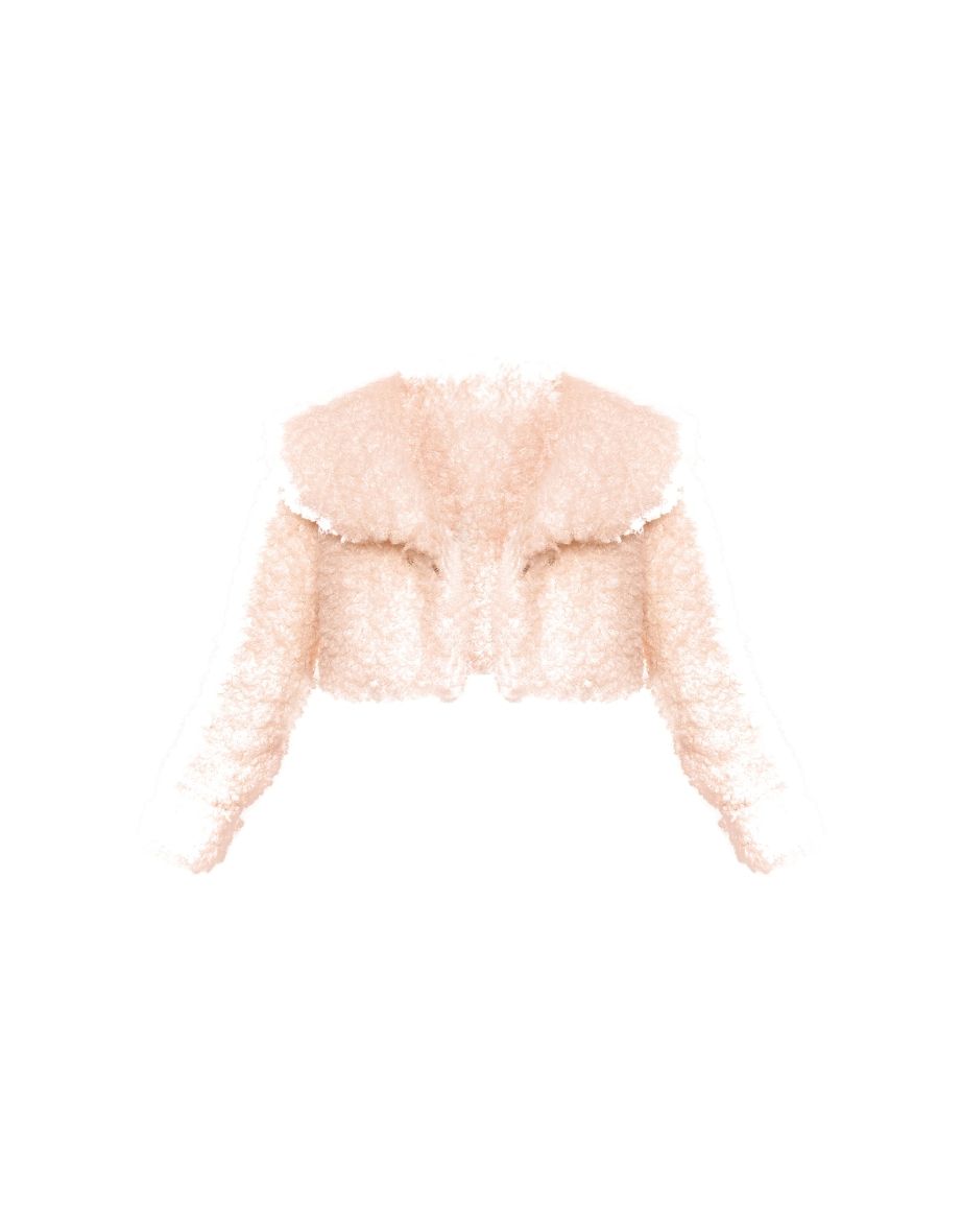 Cream Faux Fur Cropped Collar Detail Jacket - 4