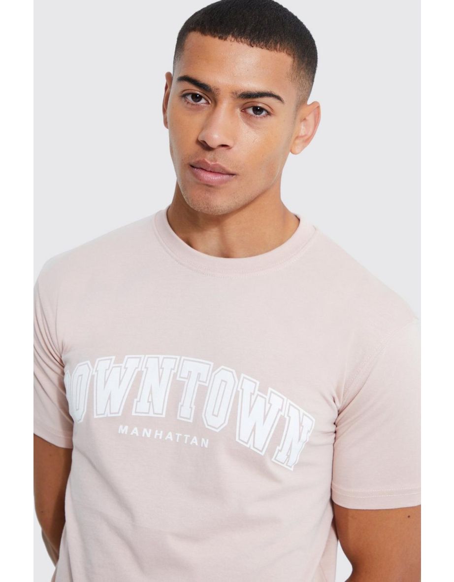 Oversized Downton Varsity Graphic T-shirt - light pink - 2