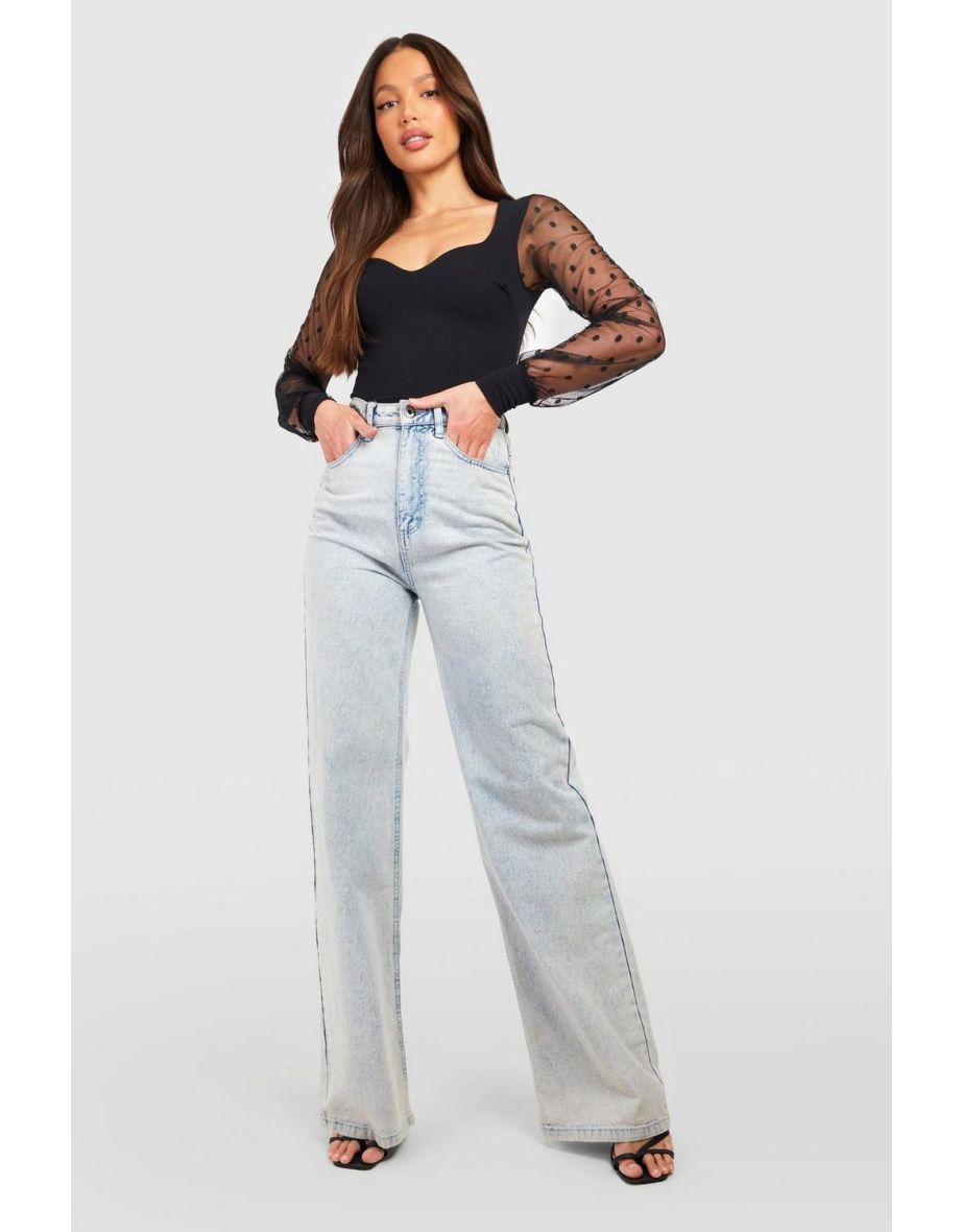 Tall Dobby Mesh Sleeve Bodysuit - black