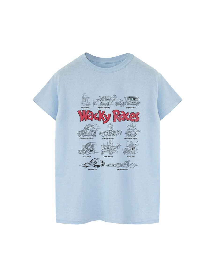 Wacky Races Mens Car Lineup T-Shirt - Baby Blue