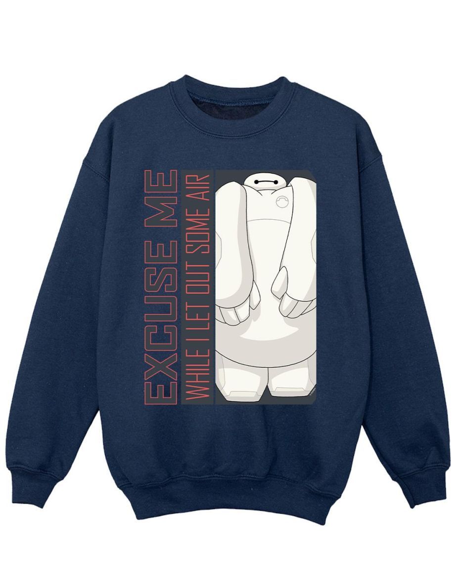 Disney Girls Big Hero 6 Baymax Excuse Me Some Air Sweatshirt - Navy Blue