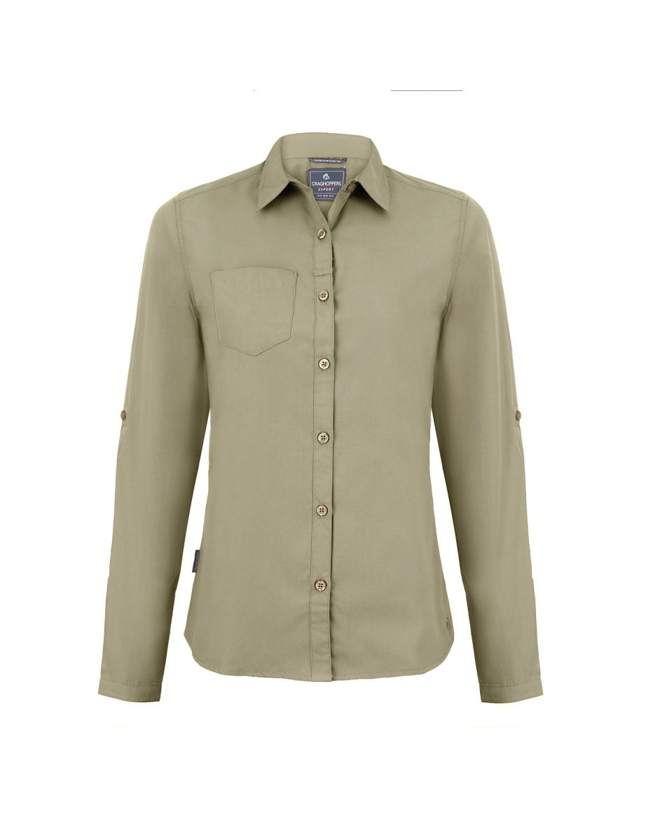Craghoppers Womens/Ladies Expert Kiwi Long-Sleeved Shirt - Pebble Brown - 1
