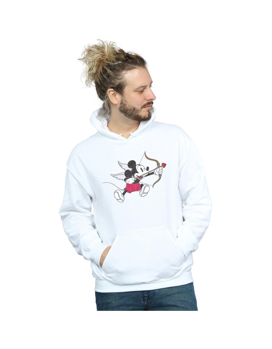 Disney Mens Mickey Mouse Love Cherub Hoodie - White - 1