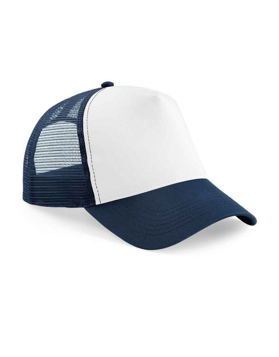 Beechfield Childrens/Kids Trucker Cap - French Navy/White