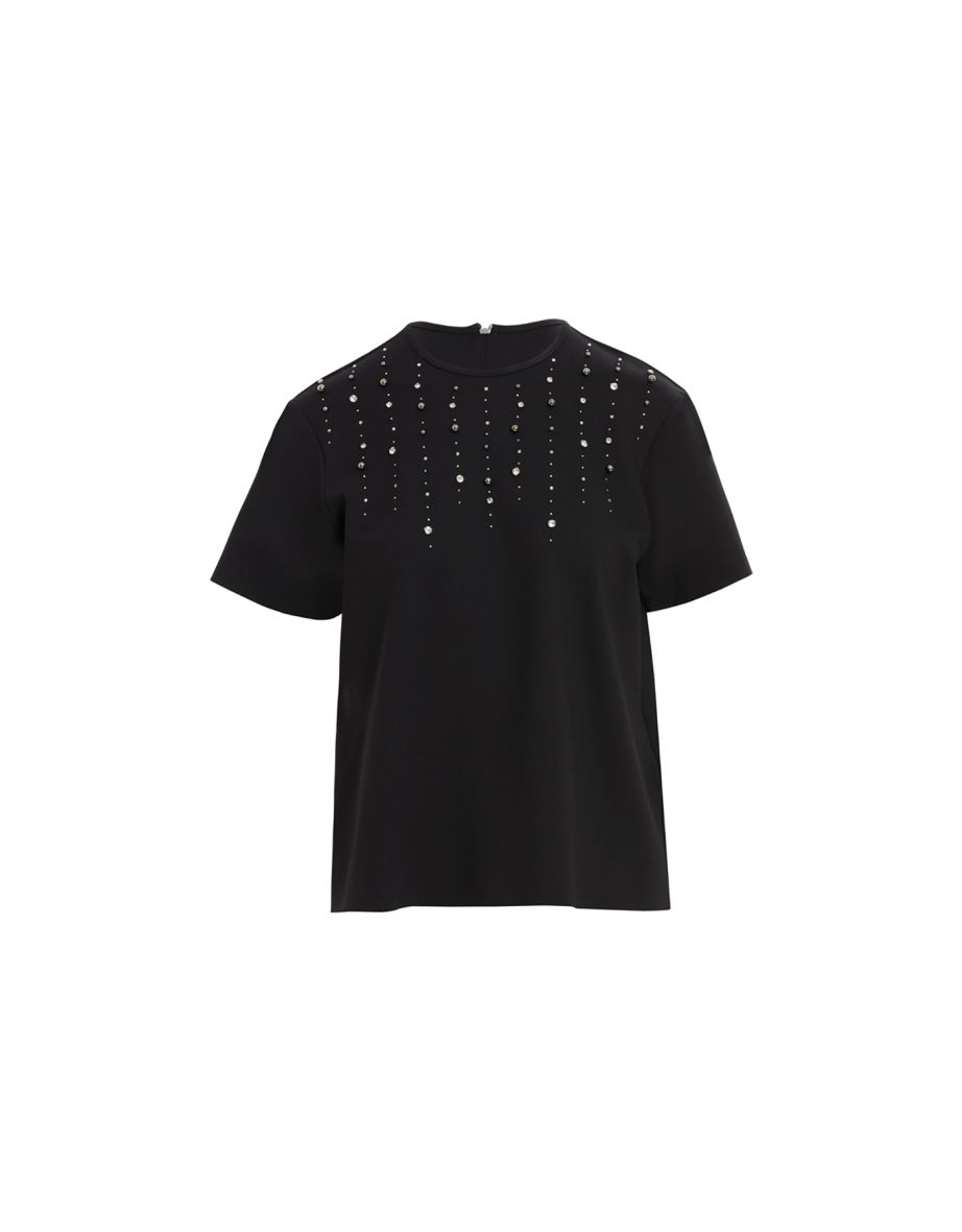 Black Short Sleeve with Beaded Embroidery T-shirt