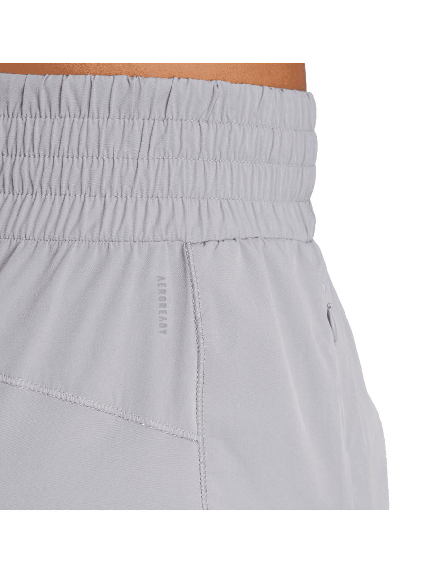 Women's adidas Pacer Stretch-Woven Zipper Pocket Lux Shorts in Grey - 5