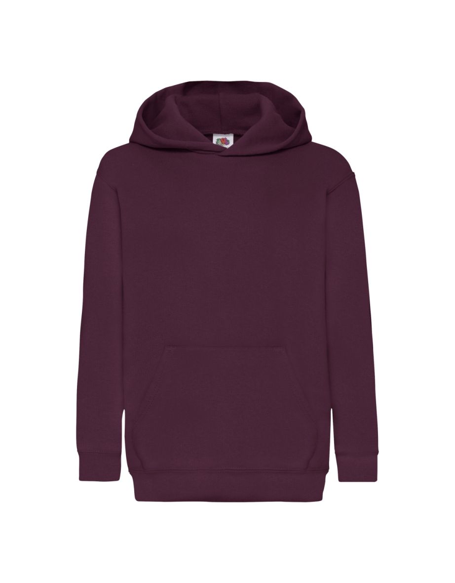Fruit Of The Loom Childrens Unisex Hooded Sweatshirt / Hoodie - Burgundy