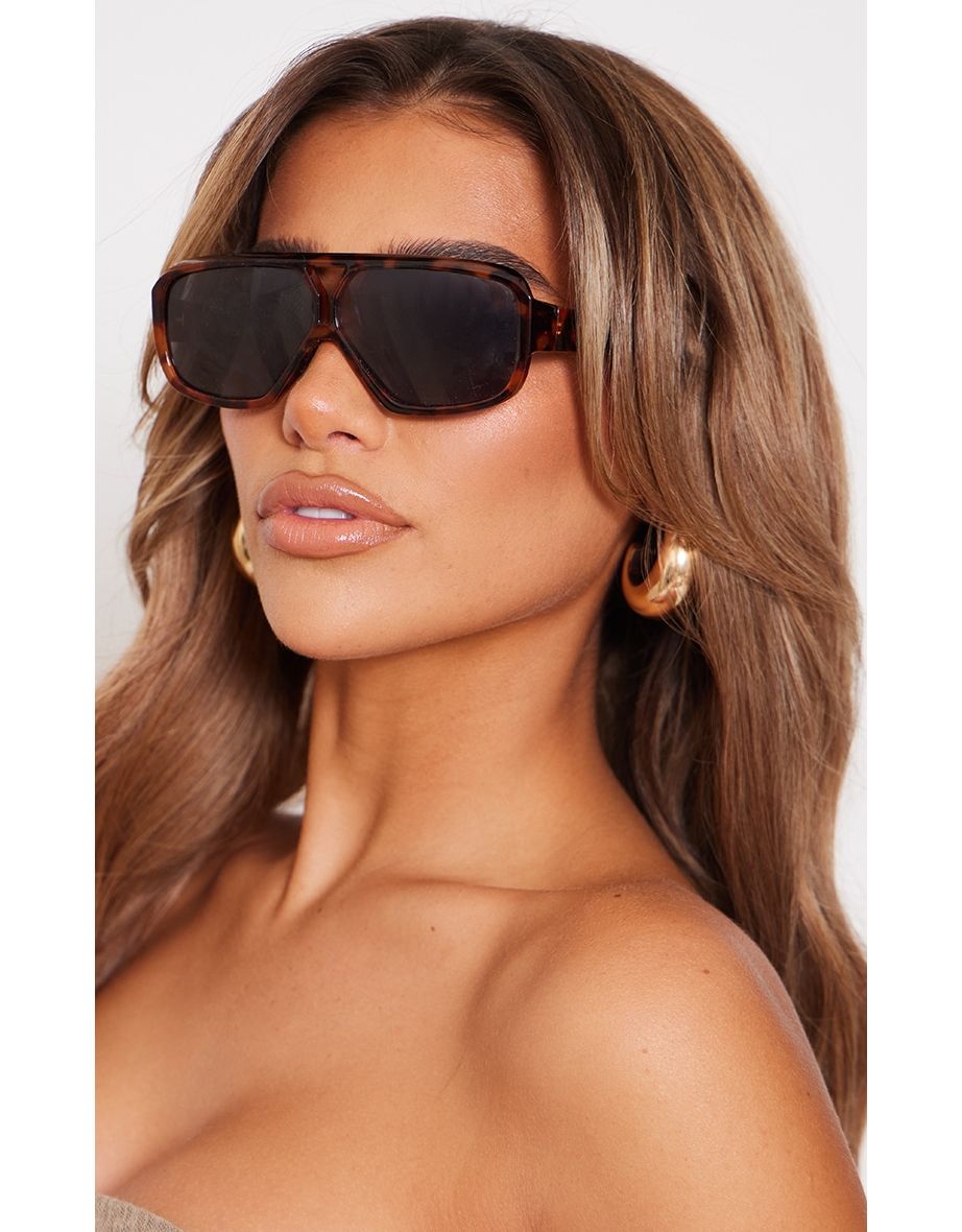 Toffee Round Chunky Frame Aviator Sunglasses