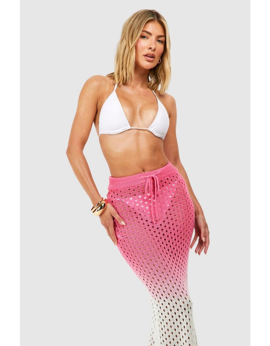 Ombre Crochet Beach Maxi Skirt - pink - 3