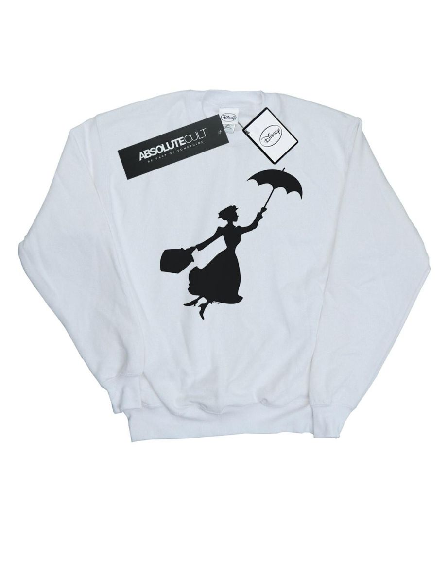 Disney Girls Mary Poppins Flying Silhouette Sweatshirt - White