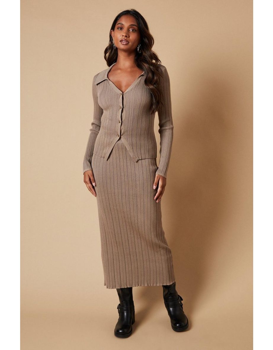 Ribbed Knitted Midaxi Skirt Co Ord