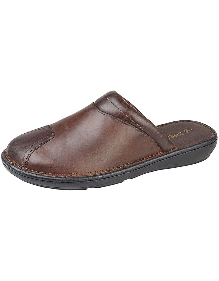 Roamers Mens Leather Clogs - Brown