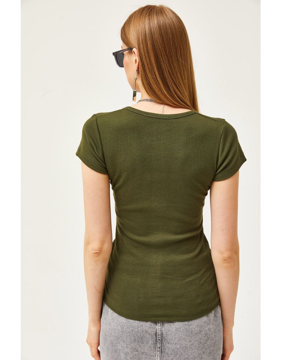 Women's Khaki Snap-On Camisole T-Shirt - 4